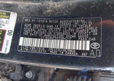 2014 Toyota Corolla Le из США, поврежденный, VIN 2T1BURHE5EC084217